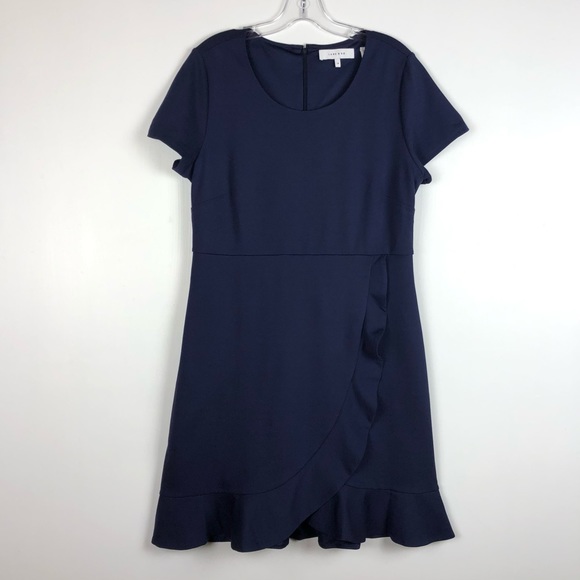 Lark & Ro Blue Faux Wrap Ruffle Dress - Picture 11 of 12